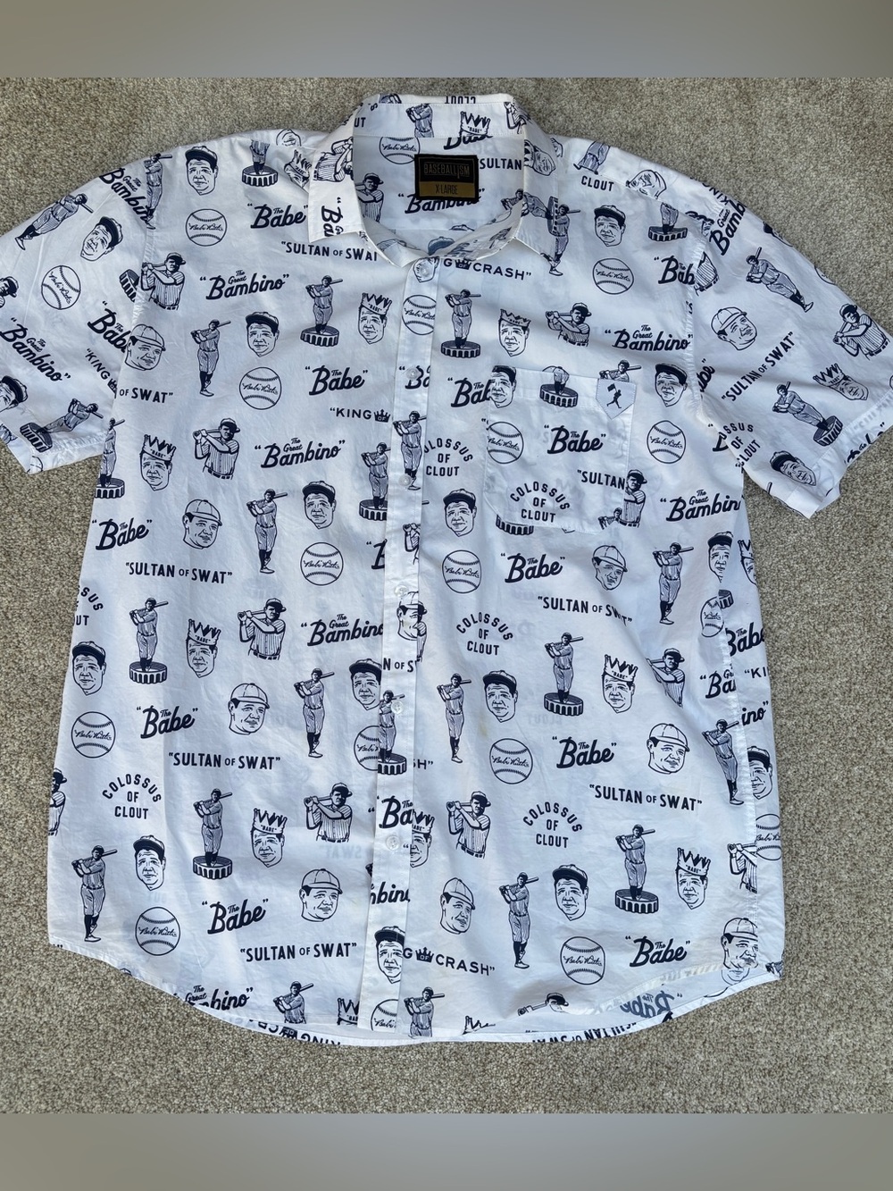 Babe Ruth Men’s XL Button Up Shirt Baseballisms MLB New York Yankees